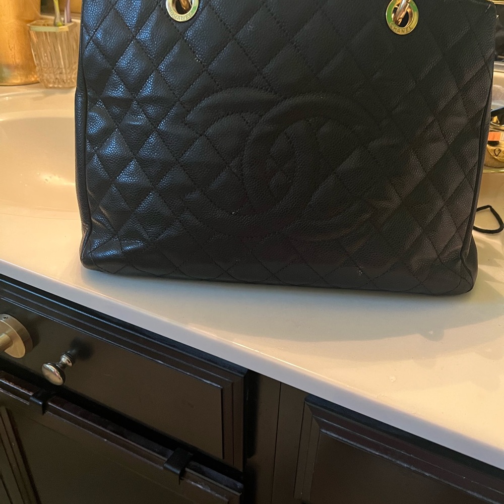 Black Quilted Leather Tote Bag